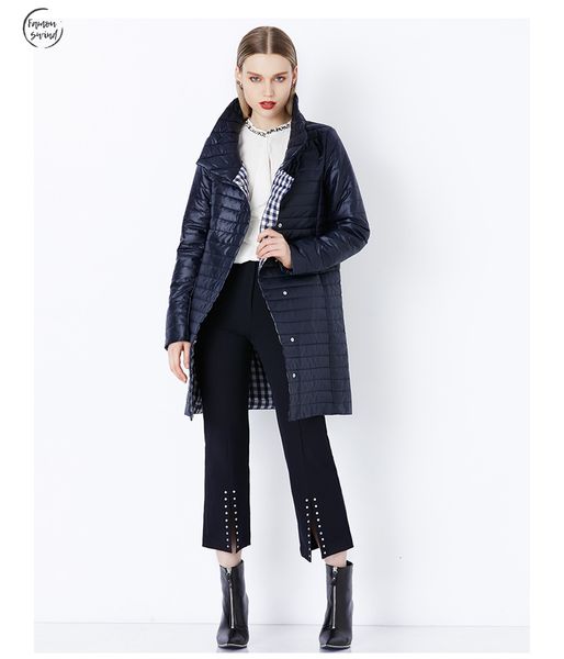 

новая весна куртка broadcloth parka хлопка зимнее пальто женщин теплый outwear тонкий женщины проложенные длинные куртки пальто высокого кач, Black
