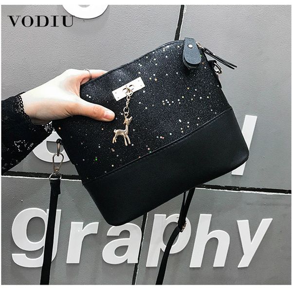 

2019 new fashion shoulder bag women shell sequins patchwork designer metal deer decoration women's messenger bags