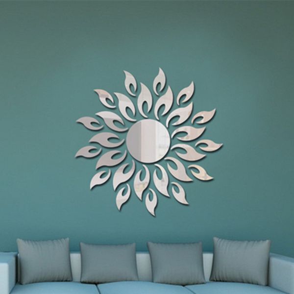 

sun sunshine fire sunflower wall sticker 3d mirror effect art mural diy removable decal stickers home decorations