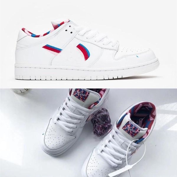 

2020 authentic parra x sb dunk low white pink furry rose gym red casual shoes men women sneakers cn4504 -100 with original box 36 -46, Black