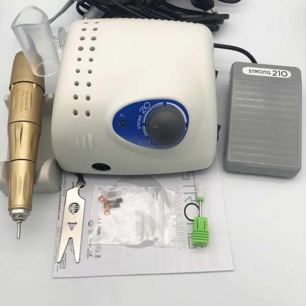 

strong 210 35000/45000rpm electric nail drill machine 102l/105l handpiece manicure pedicure nail file bit nail art equipment