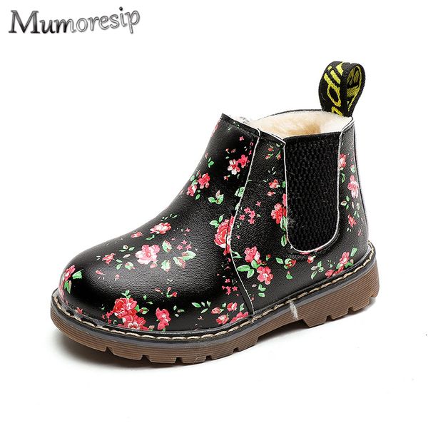 

mumoresip 2019 autumn winter kids boots children boots for toddlers & big girls warm cotton fashion princess floral martin, Black;grey