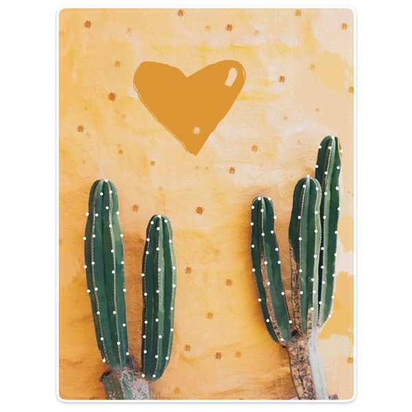 

blankets cobertor warmth soft plush sofa bed throw a blanket plaid tropical cactus yellow heart shape