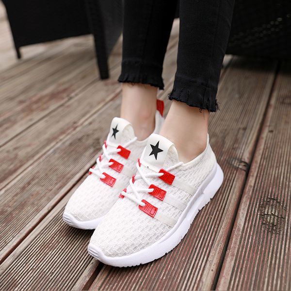 

2018 summer autumn new mesh fashion white shoes female korean flats shoes low to help wild casual student sneakers, Black