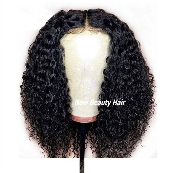 Sintético Afro Kinky Curly Wig Simulação Humano Cabelo Macio Natural Resistente ao Calço Perucas Frontais para Amercan Negro Parte Média