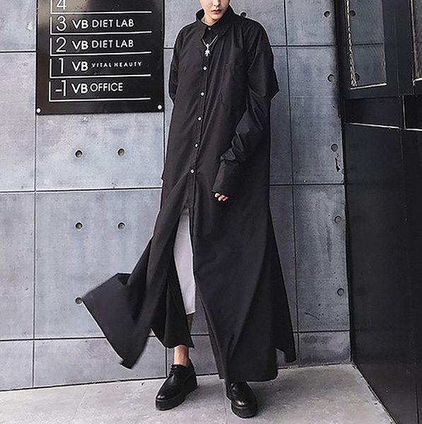 

fashion chic mens long trench coat long sleeve black white loose thin outwear casual size b7, Tan;black