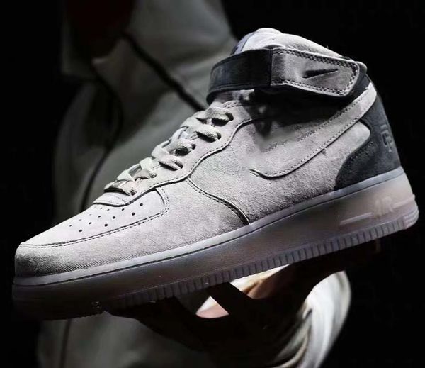 

new sstyle ash suede chamois dark grey suede reigning 07 champ rc air forceing 1 07 force mid sneakers skateboarding shoes 112478, Black