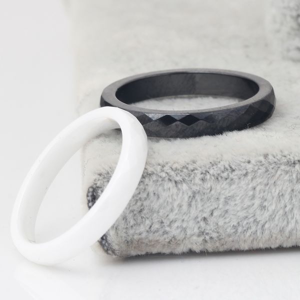 

fashion black/white ceramic ring glossy 3mm width women thin ring wedding engagement anniversary jewelry accessories bague femme, Silver