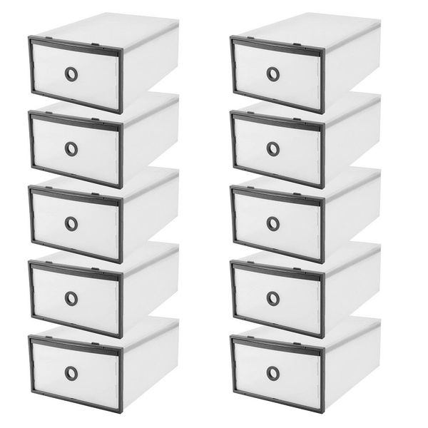 2019 Foldable Clear Plastic Drawer Case Shoe Box Storage Stackable