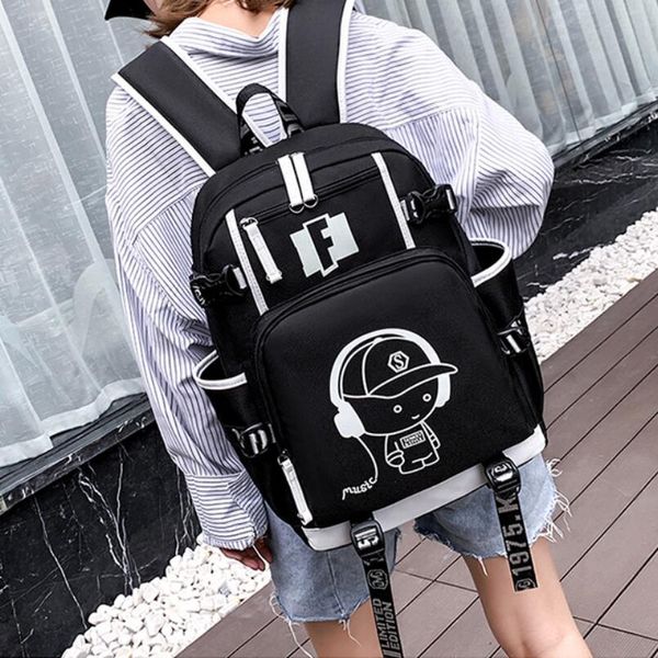 

noctilucent computer backpack shoulder bag college men usb large capacity leisure travel bag women school student bag 828
