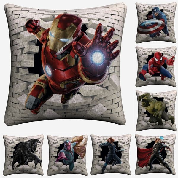 

avengers superheroes 3d marvel decorative linen cushion cover 45x45cm pillowcase for sofa home decor pillow case almofada