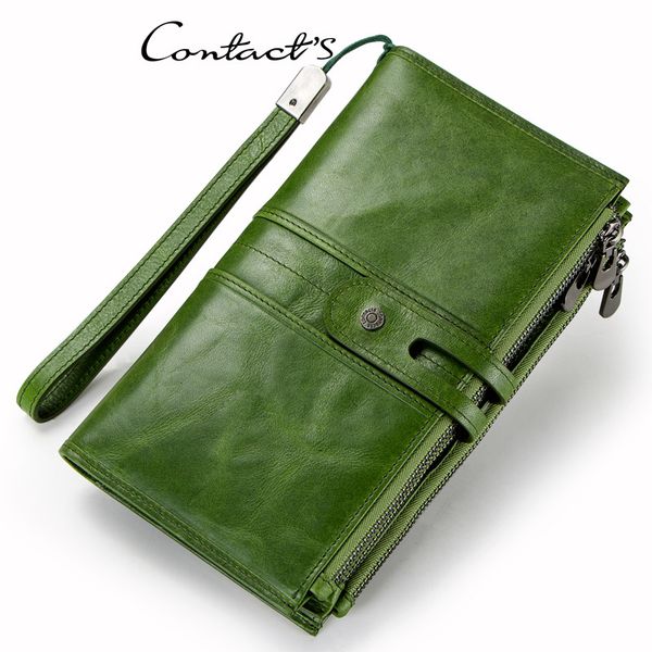 

black angel genuine leather match a wrist bring can put passport ma'am hand take baotou layer cowhide woman wallet generation hair, Red;black