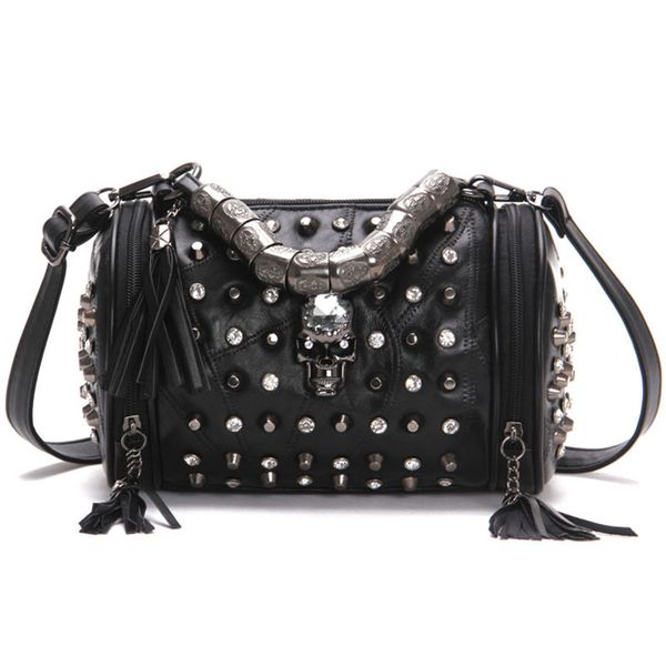 

new sheepskin urban trend small square bag fashion simple rivet women's shoulder bag