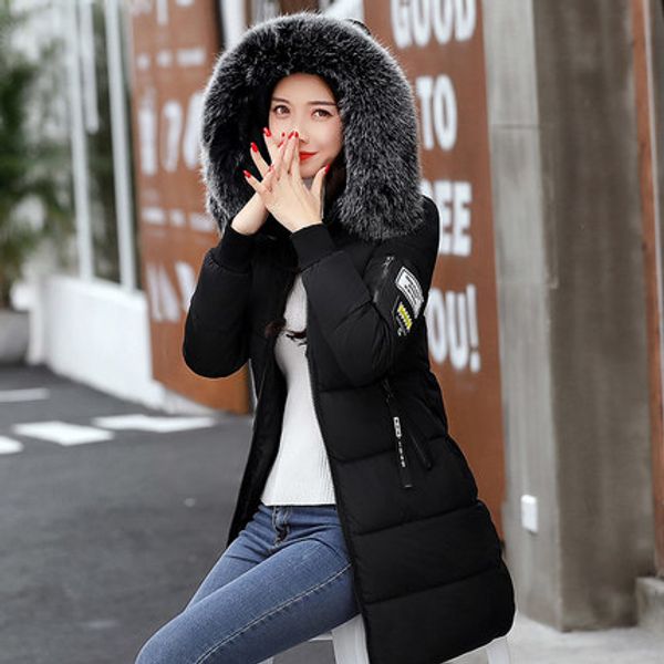 

winter jacket women 2019 fashion fur hooded quilted winter coat women warm down cotton parka female jackets plus size yg228 y190926, Black;white
