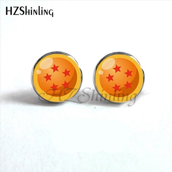 

2019 dragon ball z star studs earrings dragon ball z ear studs glass picture jewelry glass dome earrings for women hz4 nes-0026, Golden;silver