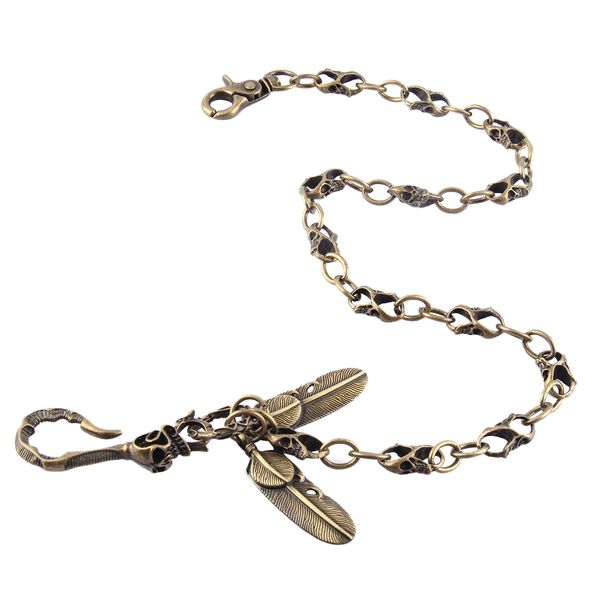 

mens biker trucker heavy skull long metal keychain key jean wallet chain 24 inch, Red;black
