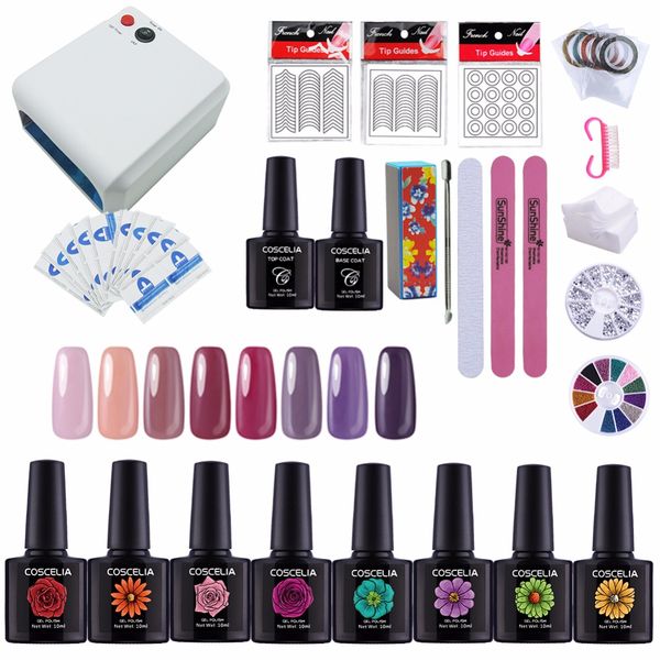 

nail polish kit 8 color gel nail art base tool soak off led gel base coat polish art manicure set kit