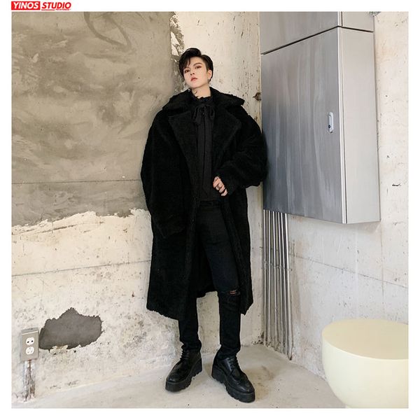 

dropshipping 2019 design coats velvet hooded lengthen jacket male solid long sleeve lapel warming cloak, Tan;black