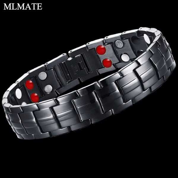 

men women titanium 316l stainless steel magnetic therapy bracelet pain relief for arthritis and carpal tunnel, Golden;silver