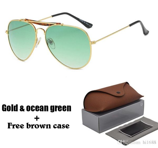 

brand designer classic pilot sunglasses for men women metal frame driving glasses uv400 protection mirror goggle with box and cases, White;black