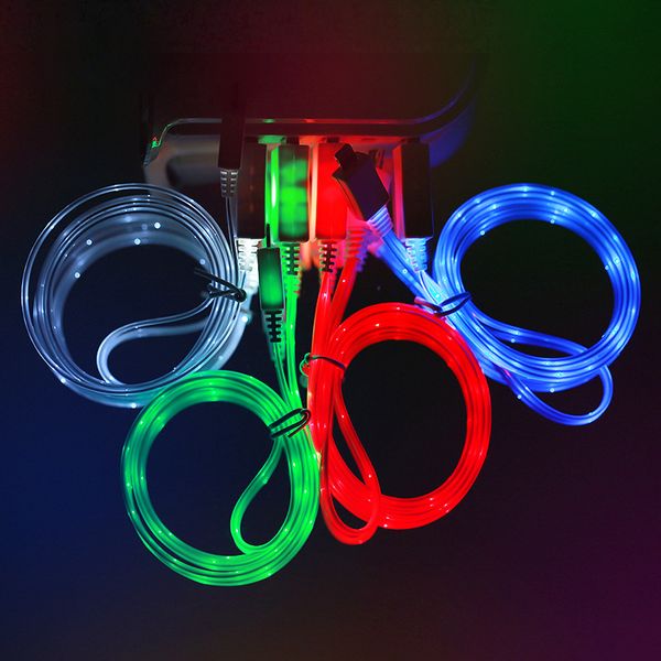 

100CM Android LED Optical Fiber Cable Luminous Data Line High Quality Charge Cables Micro USB Data Charging Cable 4 Colors