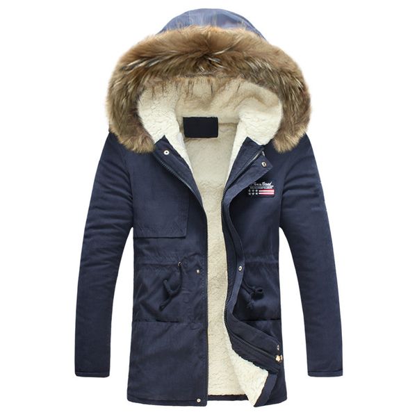 

new winter 2019 mens pure color thick warm fashion hooded leisure coat jackets / male igh-quality cotton casual coat jackets, Black