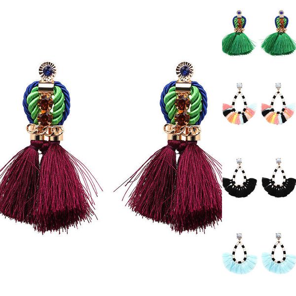 

2018 новый boho tribe стиль длинной кисточки мотаться ear wear женщины дамы девушка thread бич аксессуары, Blue;gray
