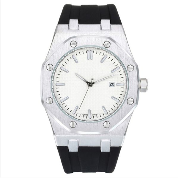 

fashion mens womens luxe watches 41mm rubber strap sapphire stainless steel quartz movement male watch casual sport wristwatches 02, Slivery;brown