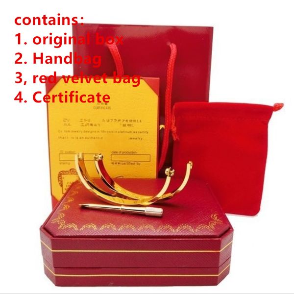 

316l titanium steel love bracelets silver rose gold bangles women men screw screwdriver bracelet couple jewelry with original box set, Black