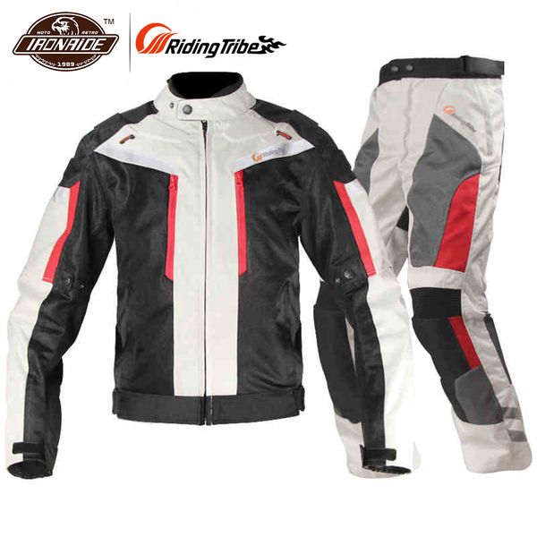 

riding tribe motorcycle jacket motorcycle pants suit moto jacket pants set windproof motorbike cruiser touring clothing raincoat, Black;blue
