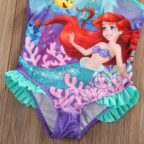 

baby girl cartoon swimwear toddler newborn girls mermaid swimwears bikini sleeveless swimsuit baby clothes 1-5y, White