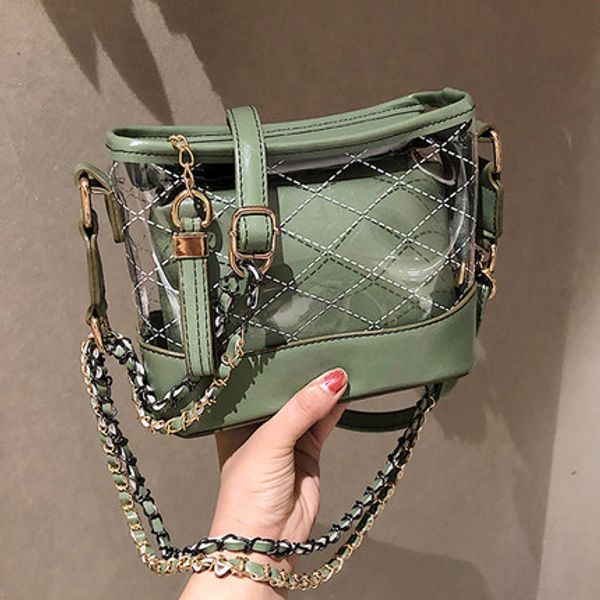 

bag female 2019 new wave fashion summer slung shoulder transparent small bag chain transparent shoulder jelly package
