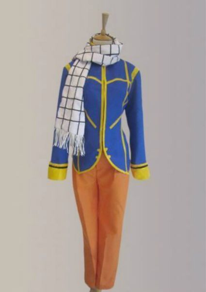 

fairy tail natsu dragneel cosplay costume blue & orange ing, Black;red
