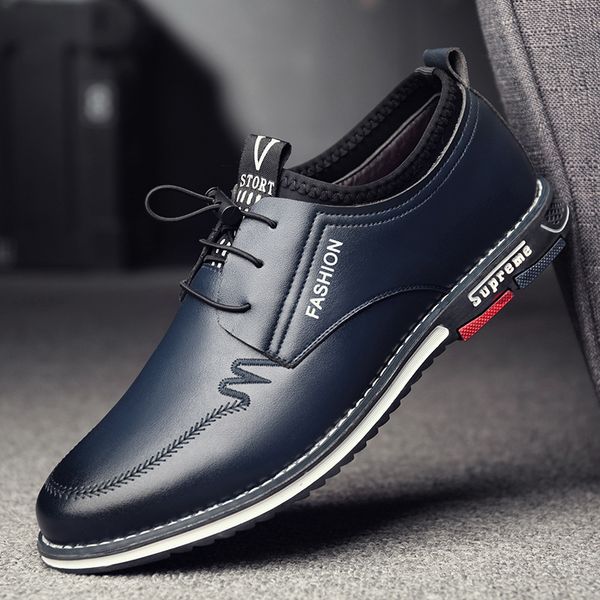 

dm368 2020 new summer autumn leather men shoes fashion casual shoes lace-up loafers business wedding dress mans footwear, Black