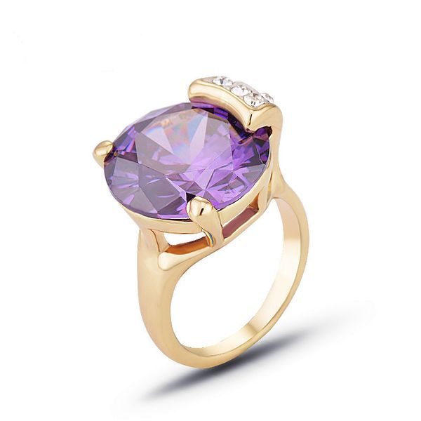 

[ddisplay]fashion shining zircon diamond gold ring posh lady exquisite purple gem rings jewelry girlfriend alloy orange gemstone rings, Silver