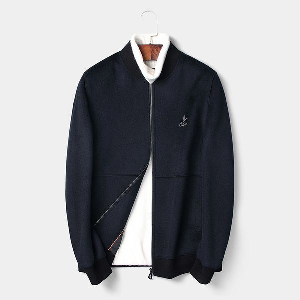 

winter 200% wool autumn jacket men double-side woolen coats streetwear baseball jackets men's coat jlk299088 my2928, Black