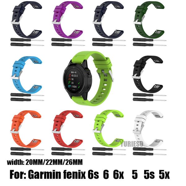20 mm 22 mm 26 mm Silikon-Armbandarmband für Garmin Fenix 6X 6 6S Pro 5X 5 5S Plus 3 3HR Uhrenarmband Easy Fit Quick Release