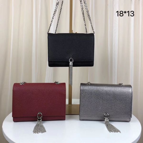 

new style handbags tassel metal purse chain gold silver mini handbag genuine leather bag flip cover exquisite shoulder bags with box