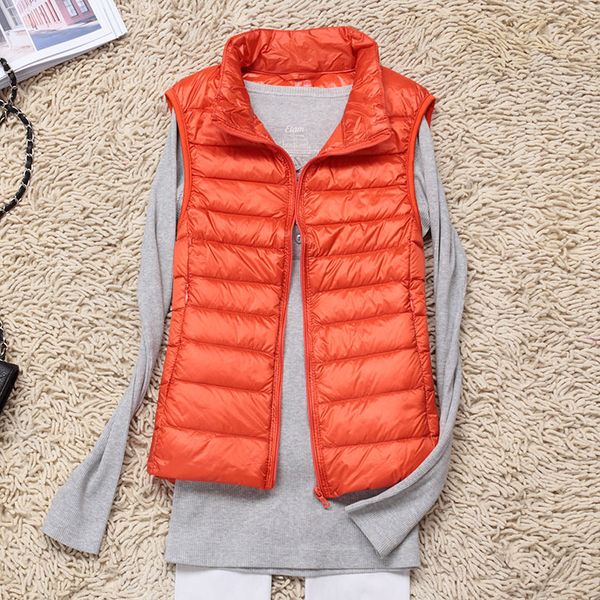 

new women's down jacket vest stand collar wild ultra-thin short vest slim coat, Black;white