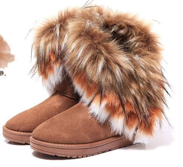 

fast shipping women's boots autumn and winter snow boots feathers fox fur flat-bottomed short cotton-padded shoes winter boots xmas gif, Black