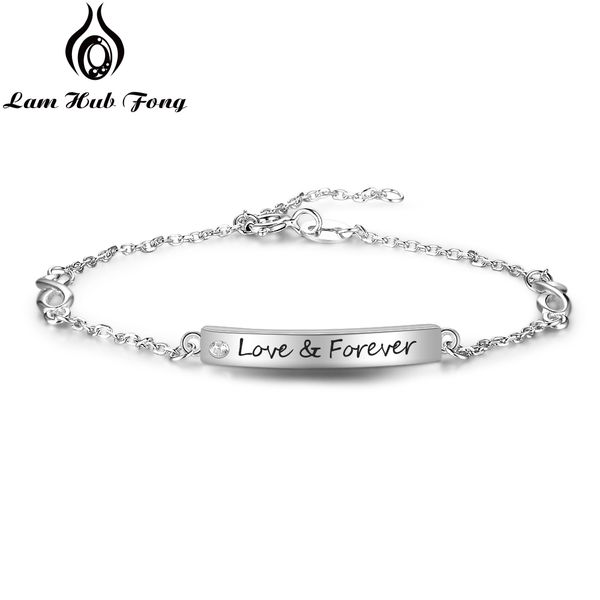 

personalized name bracelet engraved custom bracelets & bangles 925 sterling silver fashion jewelry gift for women(lam hub fong, Golden;silver