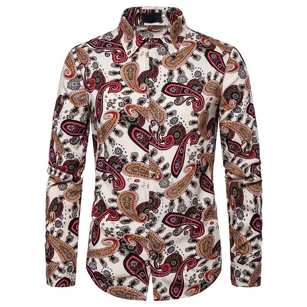 

mens social shirts white casual long sleeve regular fit hawaiian printed shirt male fashions fancy tropical floral spring smart, White;black