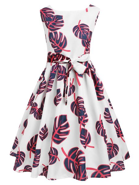 

wholesale women leaf print vintage dress new summer dress sleeveless 1950s style party dress elegant female pin up dresses vestidos, Black;gray