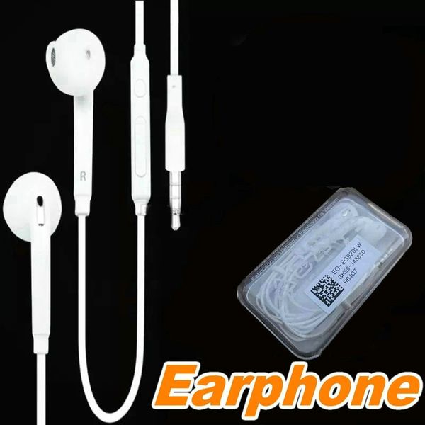 Headphone de fone de ouvido de alta qualidade 3.5mm no fone de ouvido com fone de ouvido de controle de volume MIC para Samsung S6 S7 telefone inteligente com caixa de cristal branco