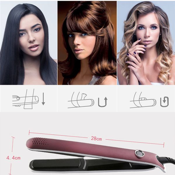 

kemei 100-240v straightening irons fast warm-up thermal performance professional ceramic heating plate hair straightener wet dry, Black