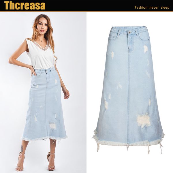 

european and american station womens dress spring 2019 new womens high waist denim skirt a word dress, Black;pink