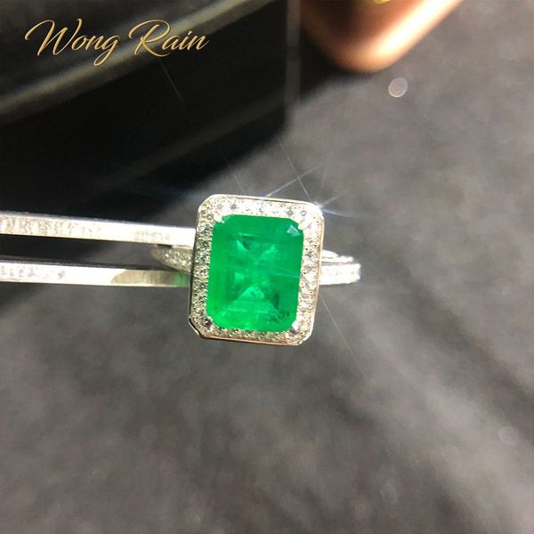 

wong rain vintage 925 sterling silver emerald diamonds gemstone wedding engagement ring fine jewelry wholesale drop shipping, Slivery;golden
