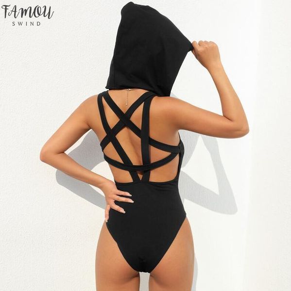 

sexy backless solid star cross бинты hoodied bodysuits женщины 2020 весна streetear рукавов open промежность bodysuit, White
