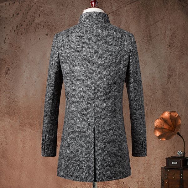 

woolen 78% overcoat men brand-clothing mens wool coat men jacket new mandarin collar mens coats overcoats wuj1157 s, Black