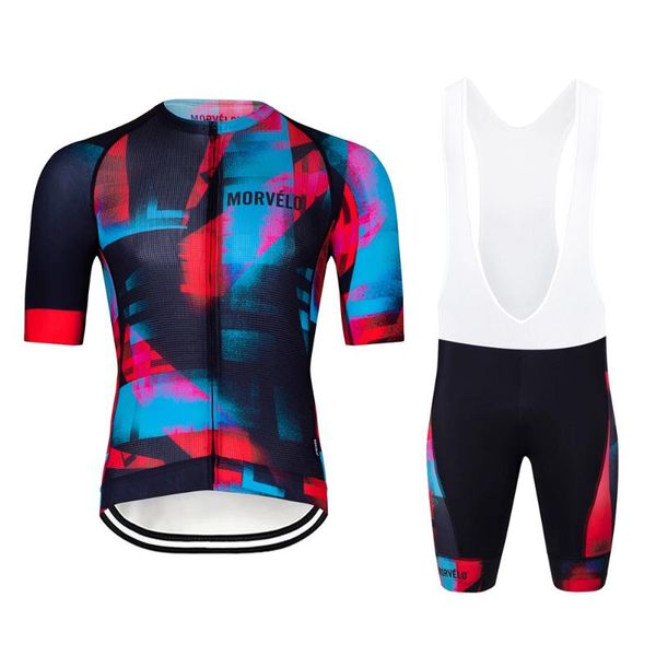 

2020 morvelo new cycling jersey summer breathable short sleeve bike clothing men bike bib gel shorts set male suit, Black;blue